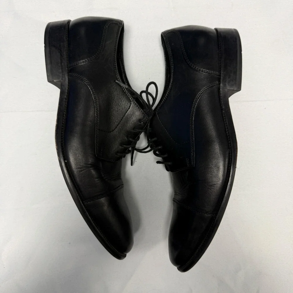 MEN'S BLACK Cole Haan Benton Cap Toe LEATHER Oxford‎ DRESS SHOES SIZE 11 EUC